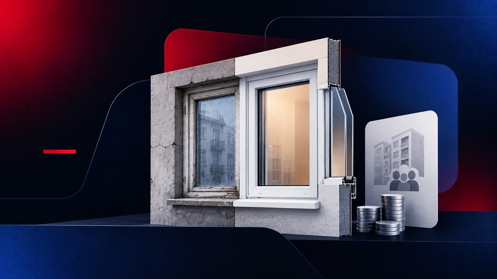Façade d’un immeuble collectif avec plusieurs fenêtres et menuiseries extérieures à remplacer